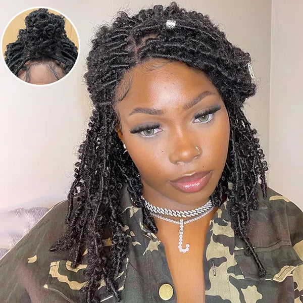 Butterfly Locs Hairstyle Braided Wigs Synthetic Lace Closure Wigs With Baby Hair