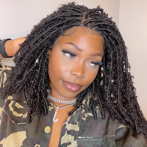 Butterfly Locs Hairstyle Braided Wigs Synthetic Lace Closure Wigs With Baby Hair