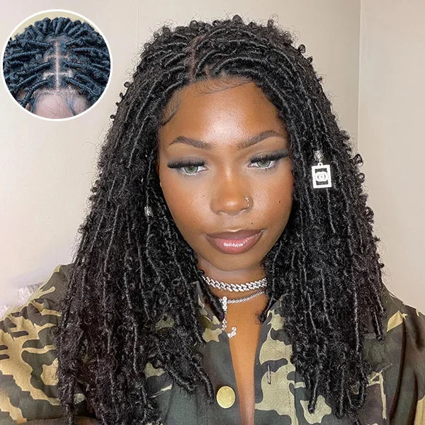Butterfly Locs Hairstyle Braided Wigs Synthetic Lace Closure Wigs With Baby Hair