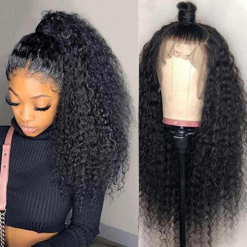 Jerry Curly 360 Lace Frontal Wigs Human Hair Transparent Lace Wigs