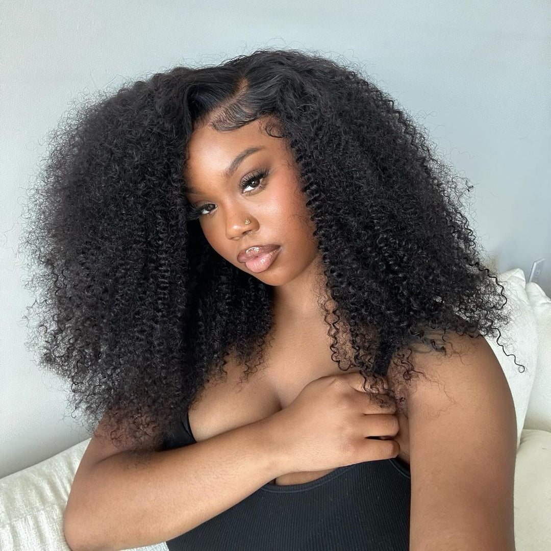 Kinky Curly Lace Front Wigs Pre Plucked Transparent Human Hair Wigs