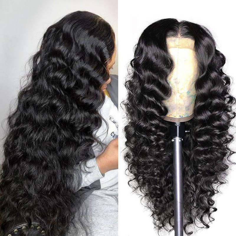 Loose Deep Wave Wig Pre Plucked Human Hair Wigs Transparent Lace Front Wigs