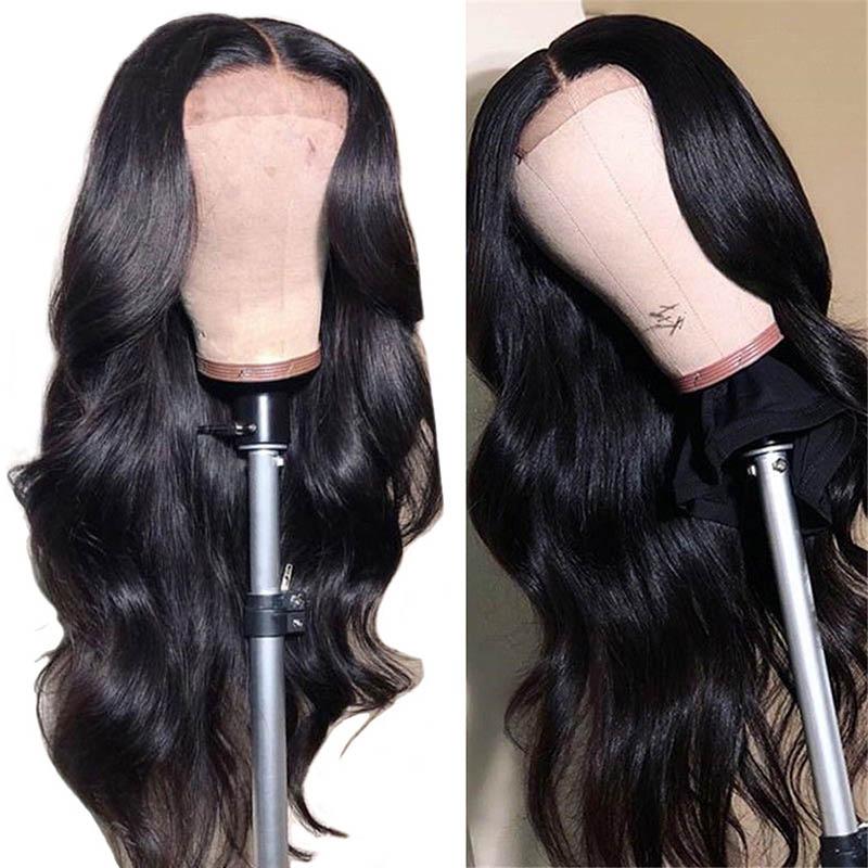 Transparent Lace Closure Wigs Body Wave Pre Plucked Virgin Human Hair Wigs