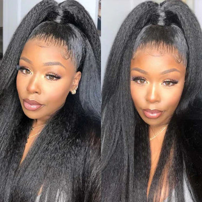 360 Lace Frontal Wigs Yaki Straight Human Hair Wigs Transparent Lace Wigs