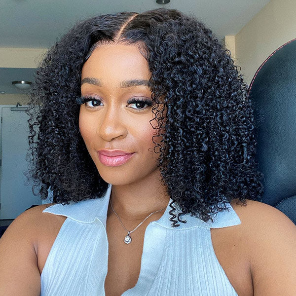 Bob Wigs Kinky Curly Human Hair Lace Front Wigs Pre Plucked With Baby Hair