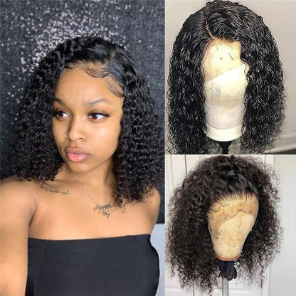 Bob Wigs Kinky Curly Human Hair Lace Front Wigs Pre Plucked With Baby Hair