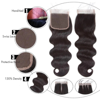 Brazilian Hair Weave Bundles With Closure Vigin Human Hair Body Wave