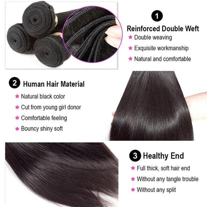 Brazilian Straight Human Hair Weave 100% Human Hair Bundles Remy Hair
