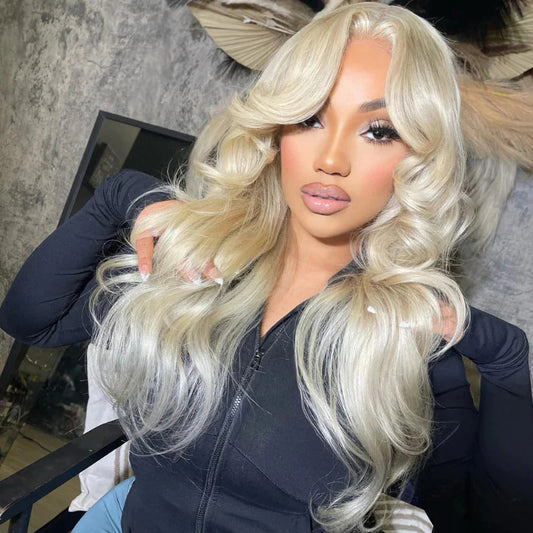 Curtain Bangs Wigs 613 Blonde Body Wave Transparent Human Hair Lace Front Wigs