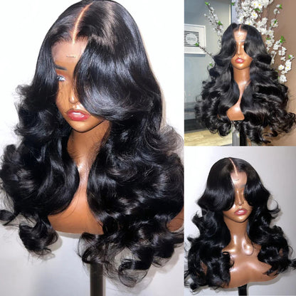 Curtain Bangs Wigs Loose Wave Human Hair Wigs Transparent Lace Front Wigs