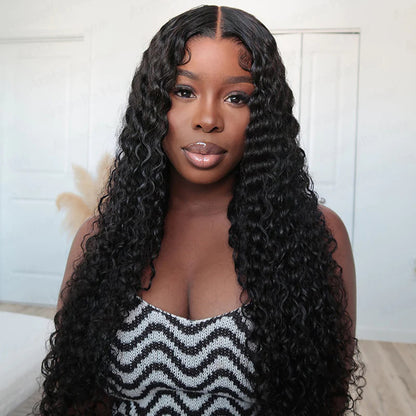 Deep Wave 360 Lace Frontal Wigs Human Hair Transparent Lace Wigs