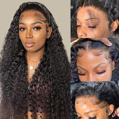 Deep Wave 360 Lace Frontal Wigs Human Hair Transparent Lace Wigs