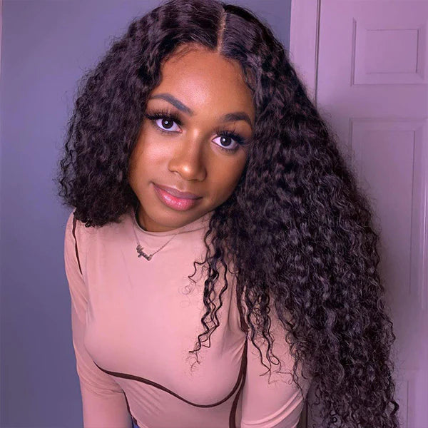 Deep Wave Wear Go Wigs Human Hair Pre Cut Glueless Lace Closure Wigs