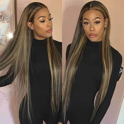 Highlight 1B/30 Transparent Lace Front Wigs Straight Pre Plucked Human Hair Wigs