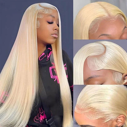 Human Hair Lace Front Wigs 613 Blonde Straight Transparent Lace Wigs