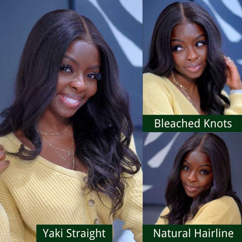 Human Hair Wigs Pre Cut Kinky Straight Pre Plucked Glueless Lace Closure Wigs