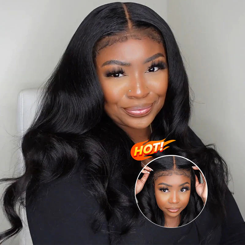 Human Hair Wigs Pre Cut Kinky Straight Pre Plucked Glueless Lace Closure Wigs