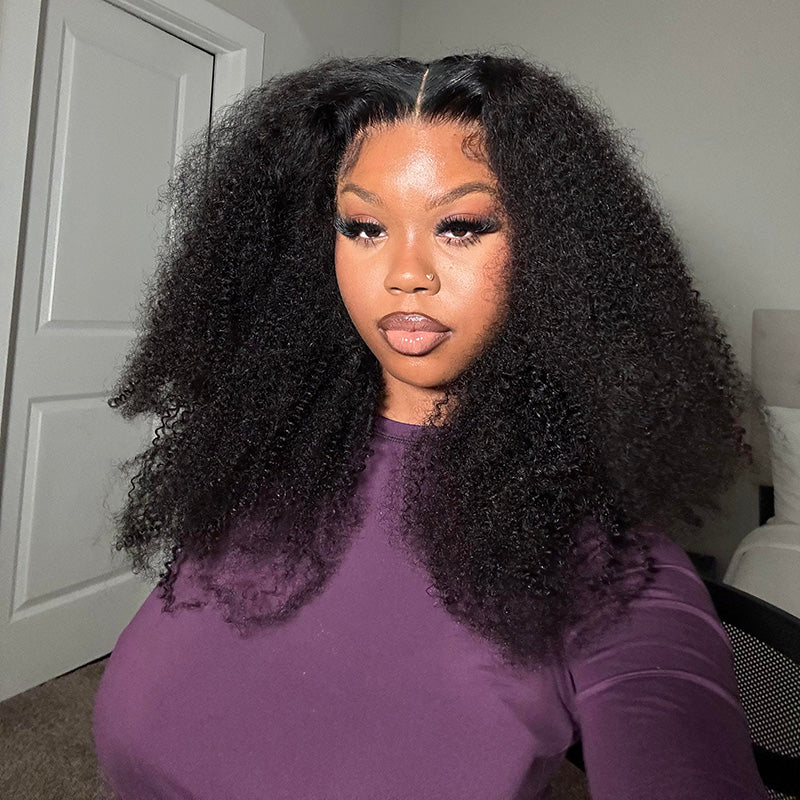 Kinky Curly Lace Front Wigs Pre Plucked Transparent Human Hair Wigs