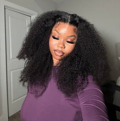 Kinky Curly Lace Front Wigs Pre Plucked Transparent Human Hair Wigs