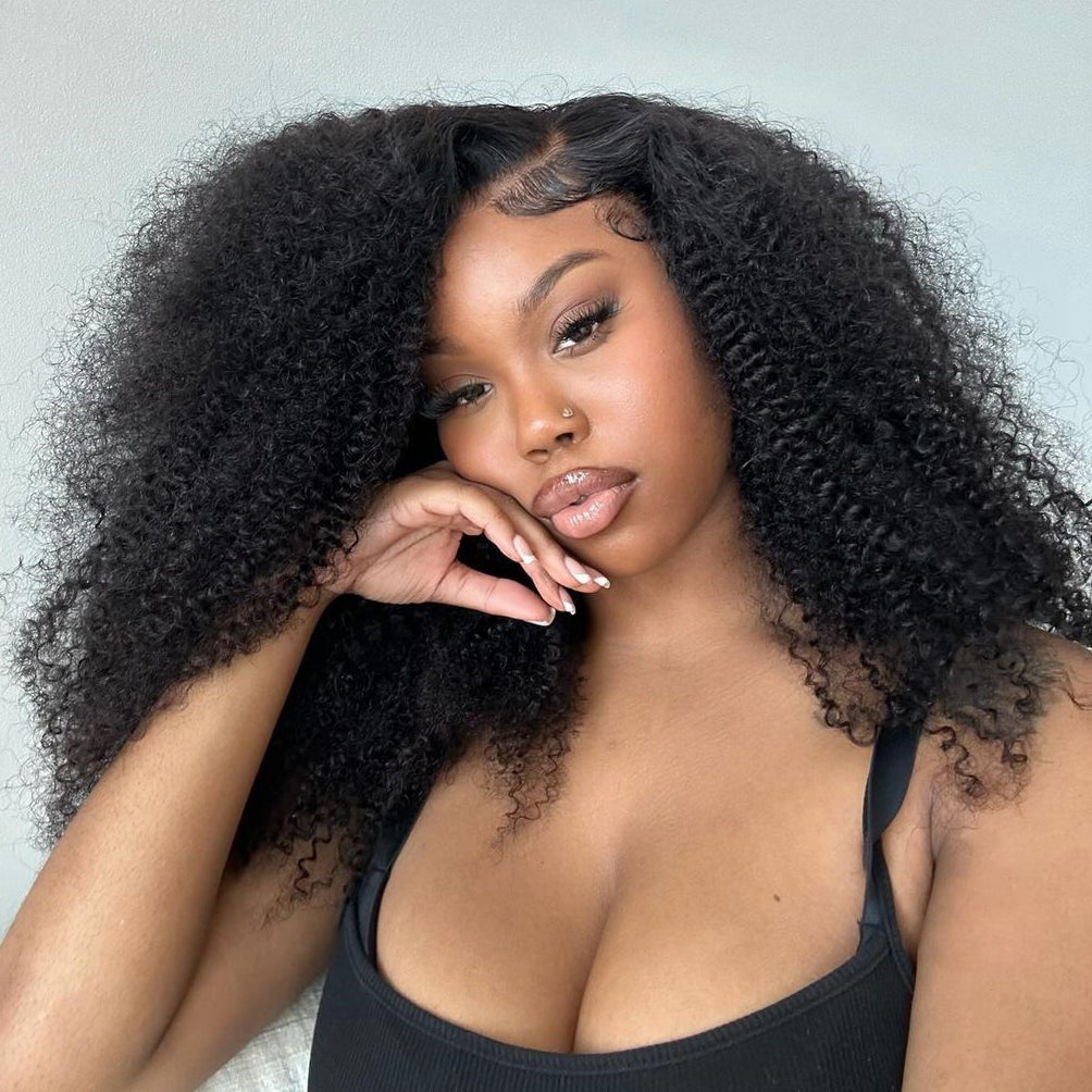 Kinky Curly Lace Front Wigs Pre Plucked Transparent Human Hair Wigs