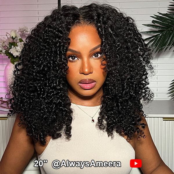 Kinky Curly Wear Go Wigs Pre Cut Glueless Human Hair Lace Closure Wigs