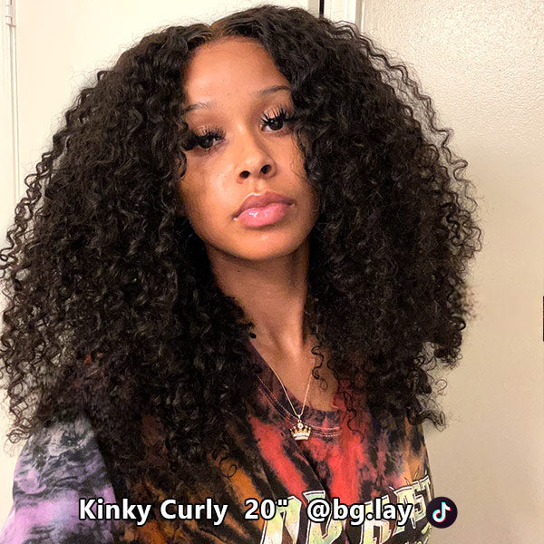 Kinky Curly Wear Go Wigs Pre Cut Glueless Human Hair Lace Closure Wigs