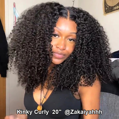 Kinky Curly Wear Go Wigs Pre Cut Glueless Human Hair Lace Closure Wigs