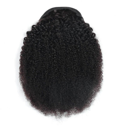 Yaki Kinky Straight Human Hair Wrap Around Ponytail Clip In Extension