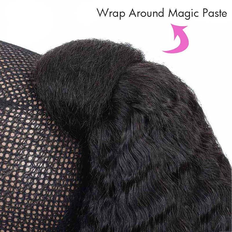 Yaki Kinky Straight Human Hair Wrap Around Ponytail Clip In Extension