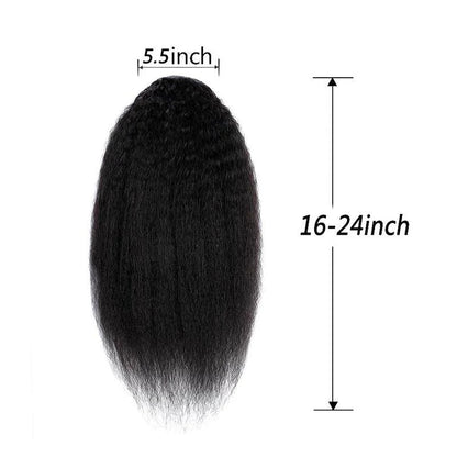 Yaki Kinky Straight Human Hair Wrap Around Ponytail Clip In Extension