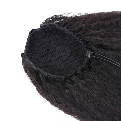 Yaki Kinky Straight Human Hair Wrap Around Ponytail Clip In Extension