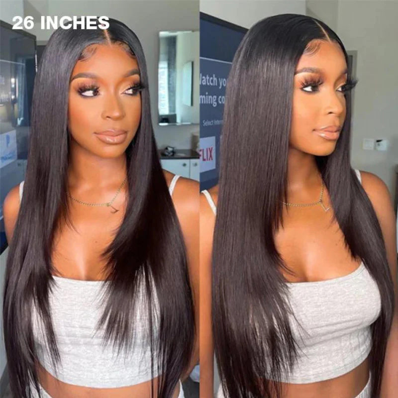 Layered Cut Wigs Transparent Lace Front Wigs Straight Human Hair Wigs Pre Plucked