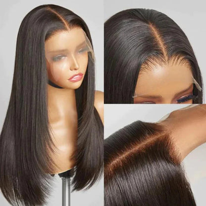 Layered Cut Wigs Transparent Lace Front Wigs Straight Human Hair Wigs Pre Plucked