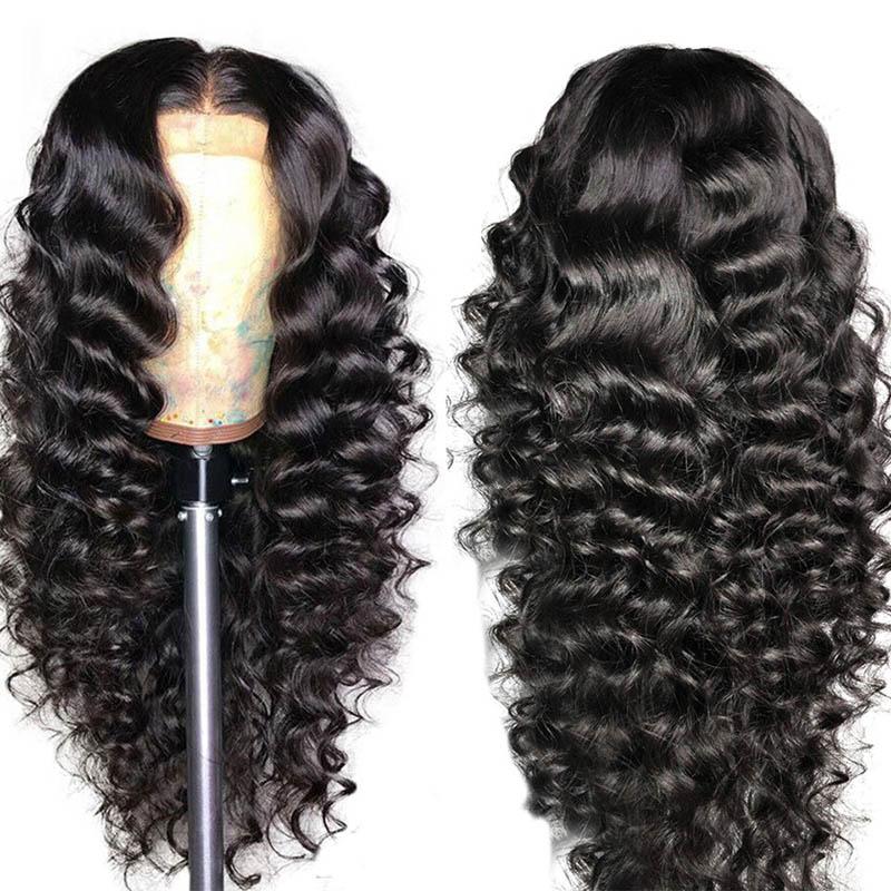 Loose Deep Wave Wig Pre Plucked Human Hair Wigs Transparent Lace Front Wigs