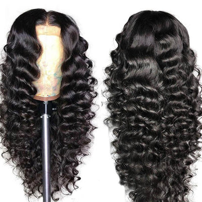 Loose Deep Wave Wig Pre Plucked Human Hair Wigs Transparent Lace Front Wigs