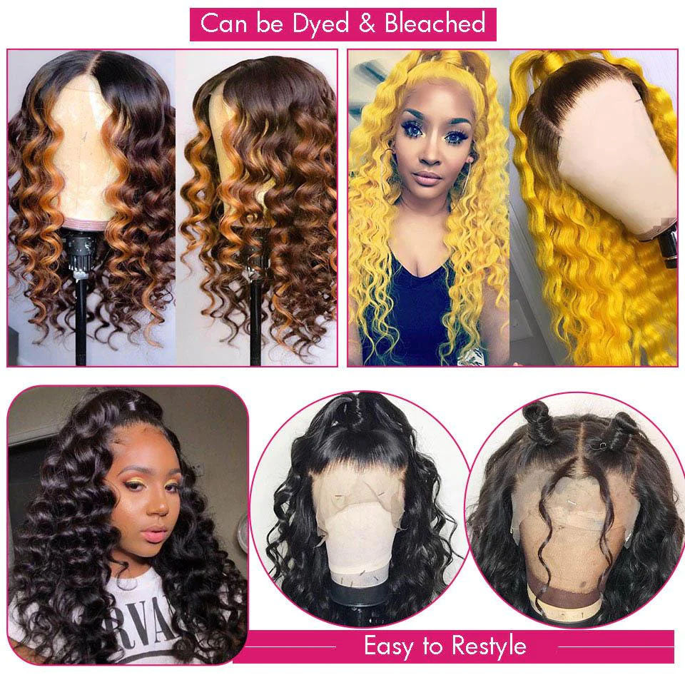 Loose Deep Wave Wig Pre Plucked Human Hair Wigs Transparent Lace Front Wigs