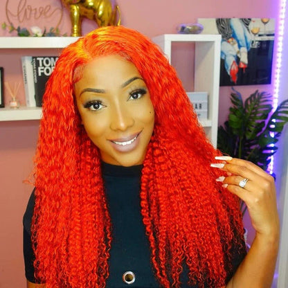 Orange Lace Front Wigs With Baby Hair Pre Plucked Kinky Curly Human Hair Wigs