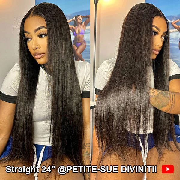 Wear Go Human Hair Wigs Straight Pre Cut Glueless Lace Closure Wigs Pre Plucked