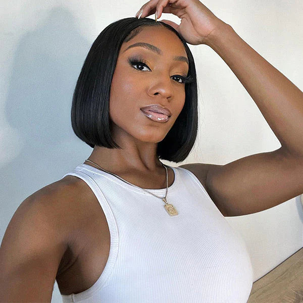 Wear Go Wigs Straight Lace Closure Wigs Bob Glueless Pre Cut Human Hair Wigs