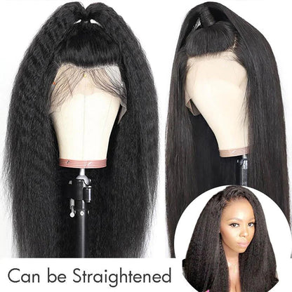 Yaki Straight Human Hair Wigs Brazilian Kinky Stright Lace Front Wigs