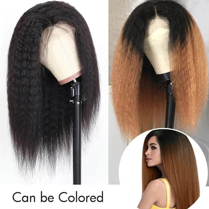 Yaki Straight Human Hair Wigs Brazilian Kinky Stright Lace Front Wigs