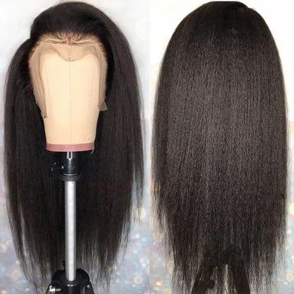 Yaki Straight Human Hair Wigs Brazilian Kinky Stright Lace Front Wigs