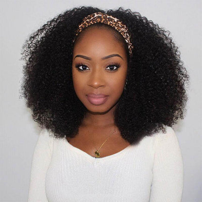 Afro Curly Headband Wigs Affordable Human Hair Wigs No Glue Easy To Wear