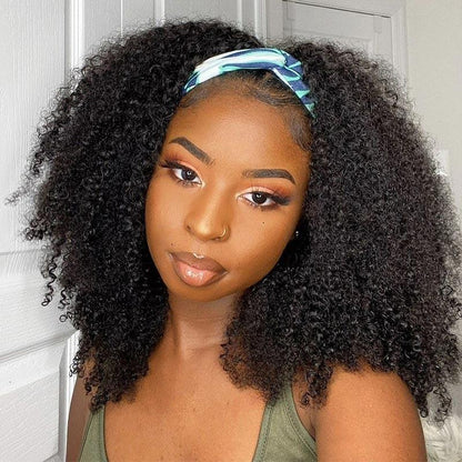 Afro Curly Headband Wigs Affordable Human Hair Wigs No Glue Easy To Wear