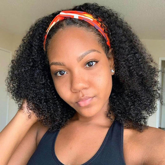 Afro Curly Headband Wigs Affordable Human Hair Wigs No Glue Easy To Wear