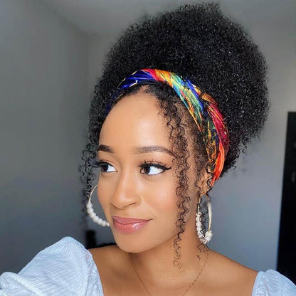 Afro Curly Headband Wigs Affordable Human Hair Wigs No Glue Easy To Wear