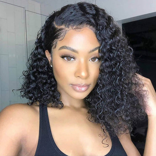 Bob Transparent Lace Front Wigs Glueless Water Wave Pre Plucked Human Hair Wigs