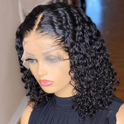 Bob Transparent Lace Front Wigs Glueless Water Wave Pre Plucked Human Hair Wigs