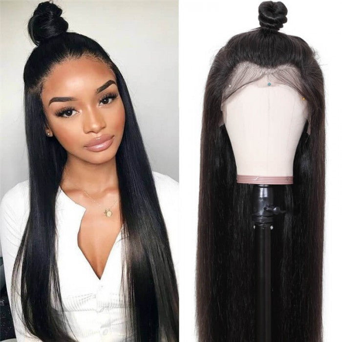 Breathable 360 Lace Wigs Straight Pre Plucked Human Hair Lace Frontal Wigs