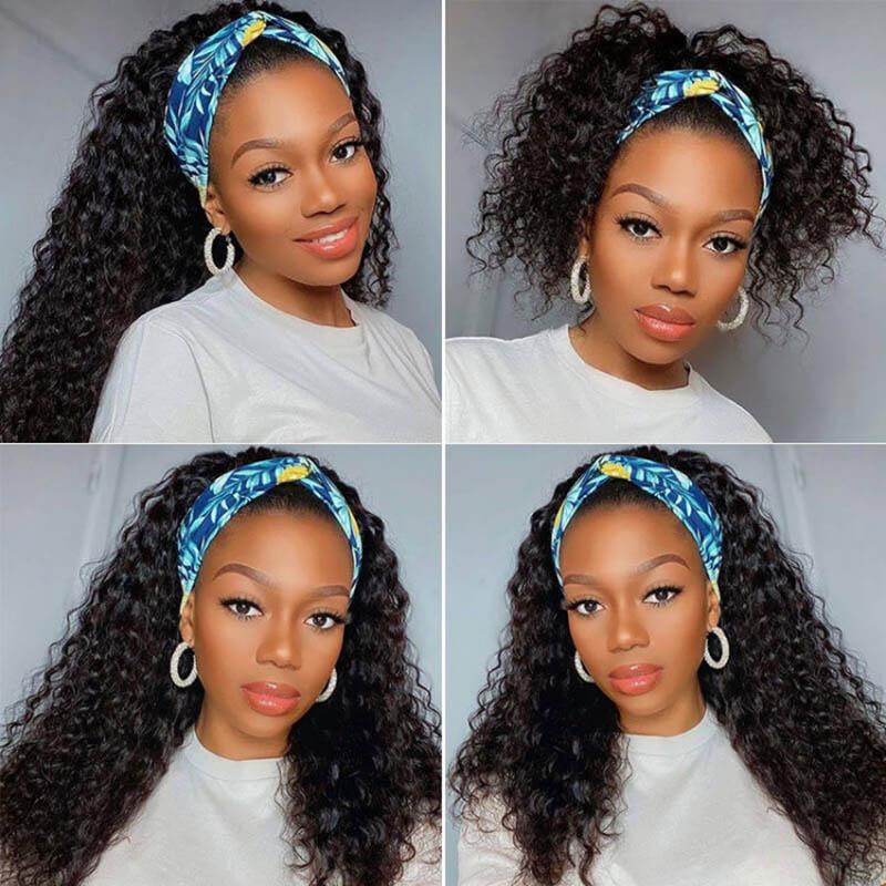 Deep Wave Affordable Headband Wigs Human Hair Wigs Easy To Wear